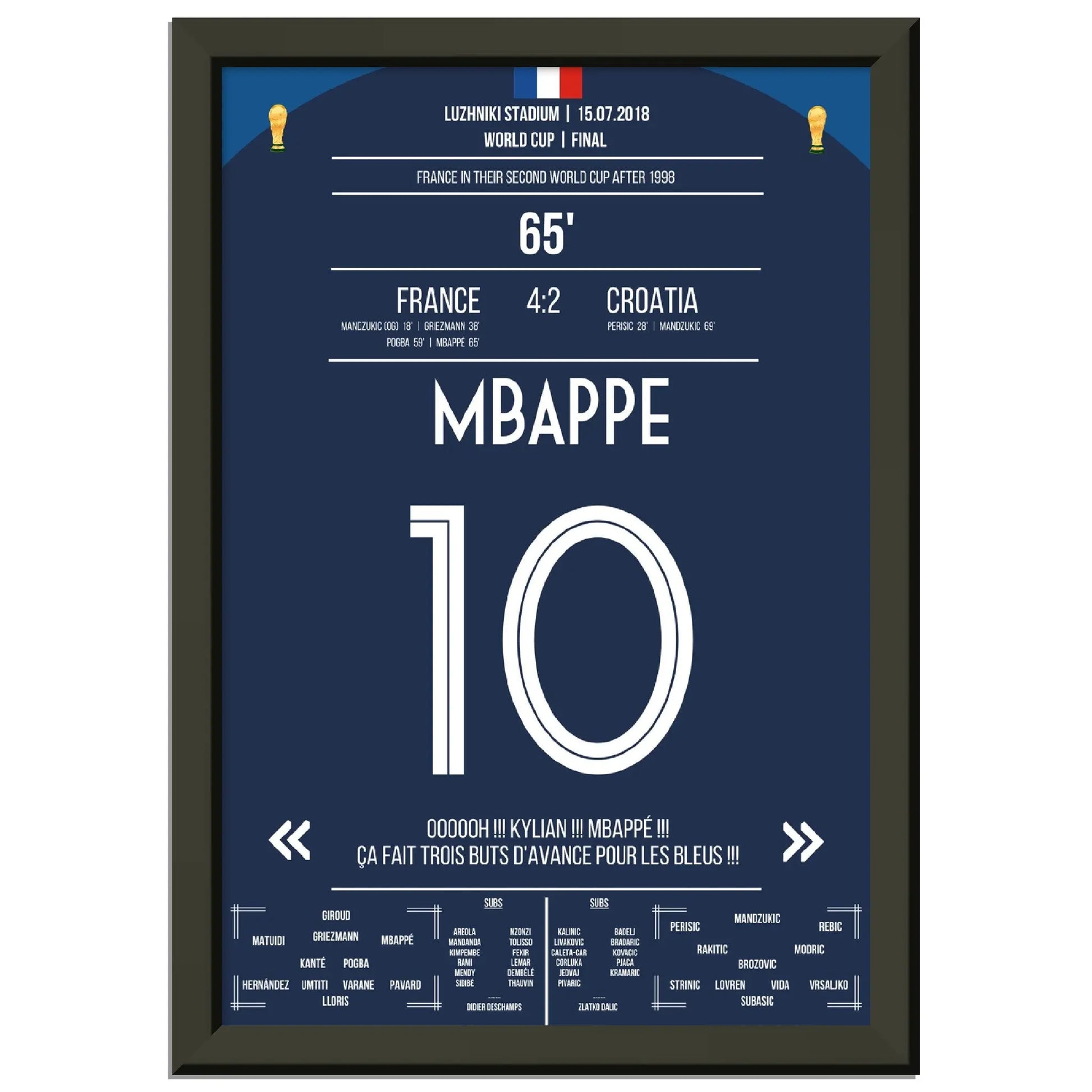 Superstar Mbappé mit dem vorentscheidenden Tor im WM Finale 2018 gegen Kroatien 