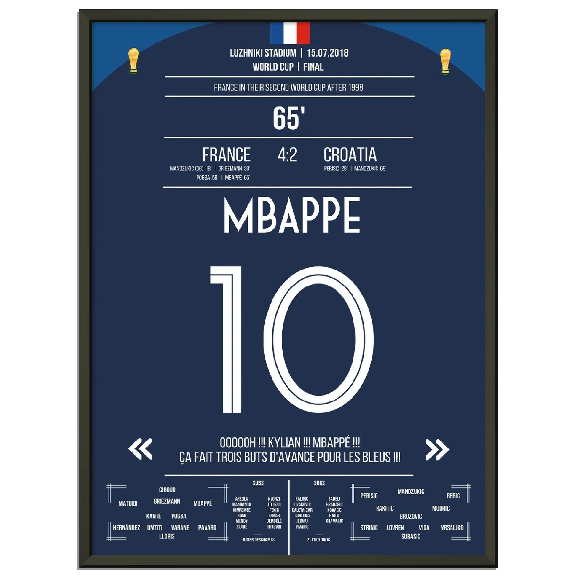 Superstar Mbappé mit dem vorentscheidenden Tor im WM Finale 2018 gegen Kroatien 
