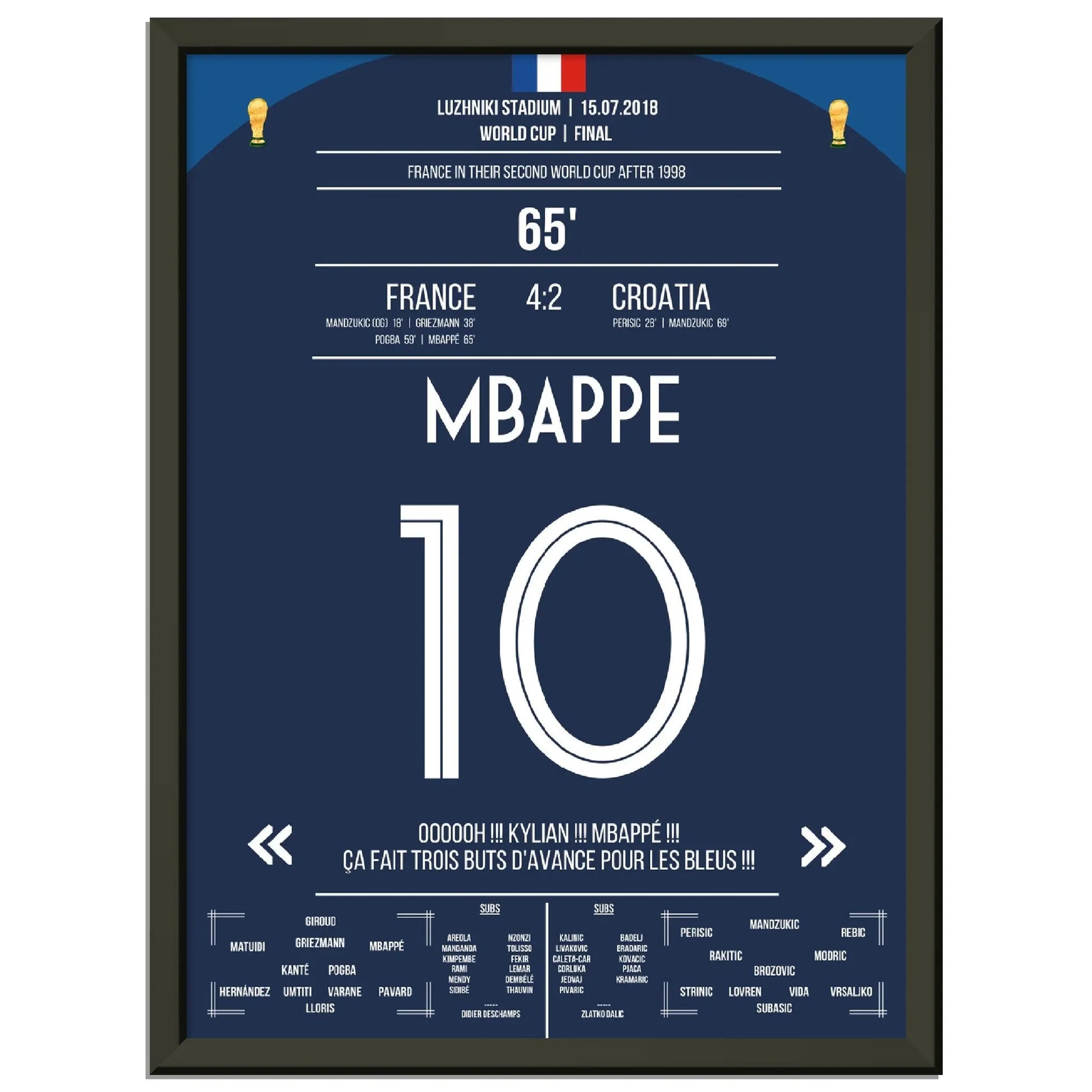 Superstar Mbappé mit dem vorentscheidenden Tor im WM Finale 2018 gegen Kroatien 