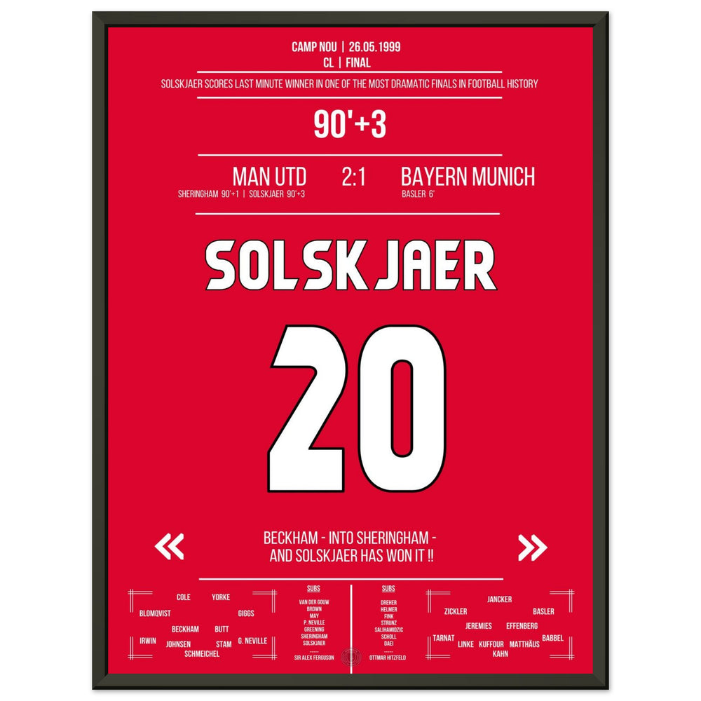 Solskjaer scores in the most memorable comeback in history in the 1999 final against <tc>Bayern</tc>