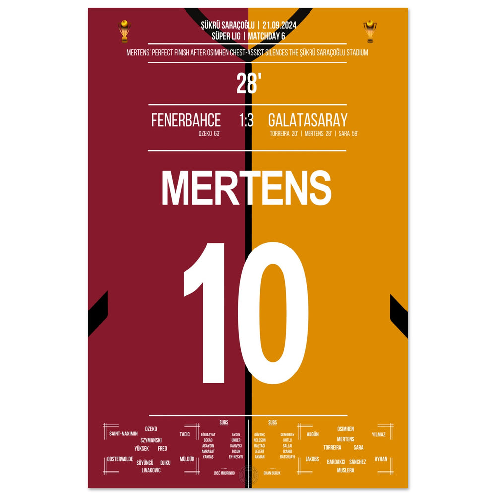 Mertens' header over Livakovic in the 3-1 away victory in the derby against Fener.