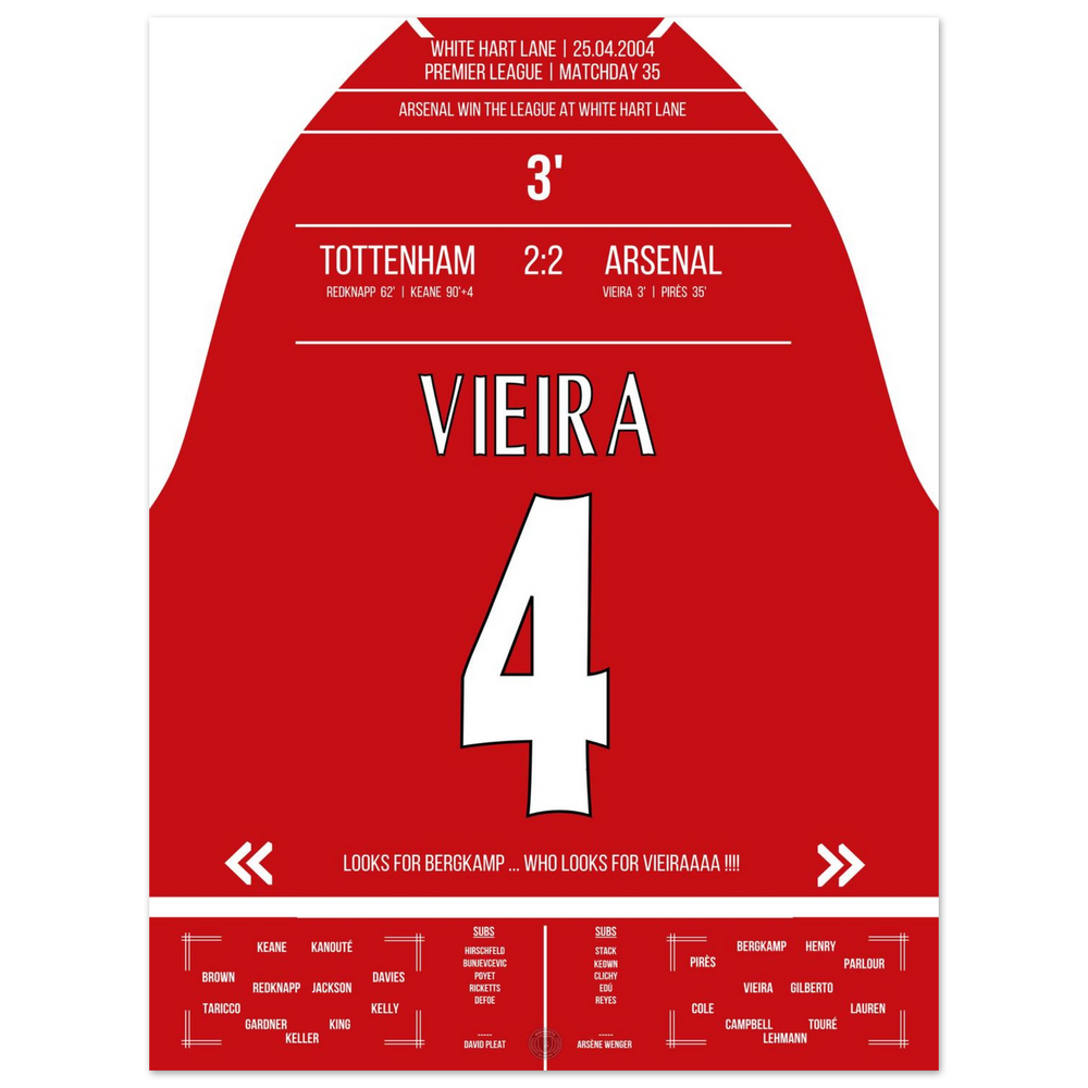 Vieira's goal in the championship win at White Hart Lane in 2004
