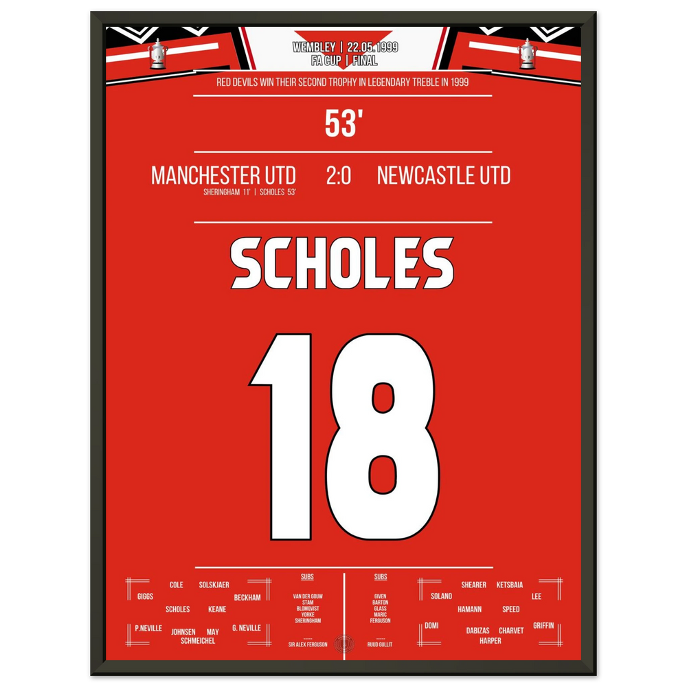 Scholes scores in United's cup triumph at Wembley in the treble season.