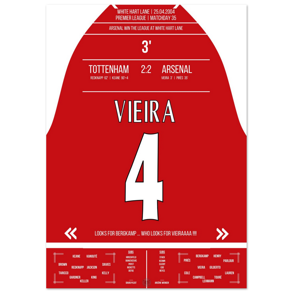 Vieira's goal in the championship win at White Hart Lane in 2004
