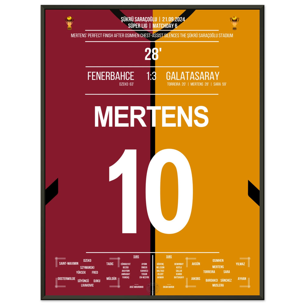 Mertens' header over Livakovic in the 3-1 away victory in the derby against Fener.