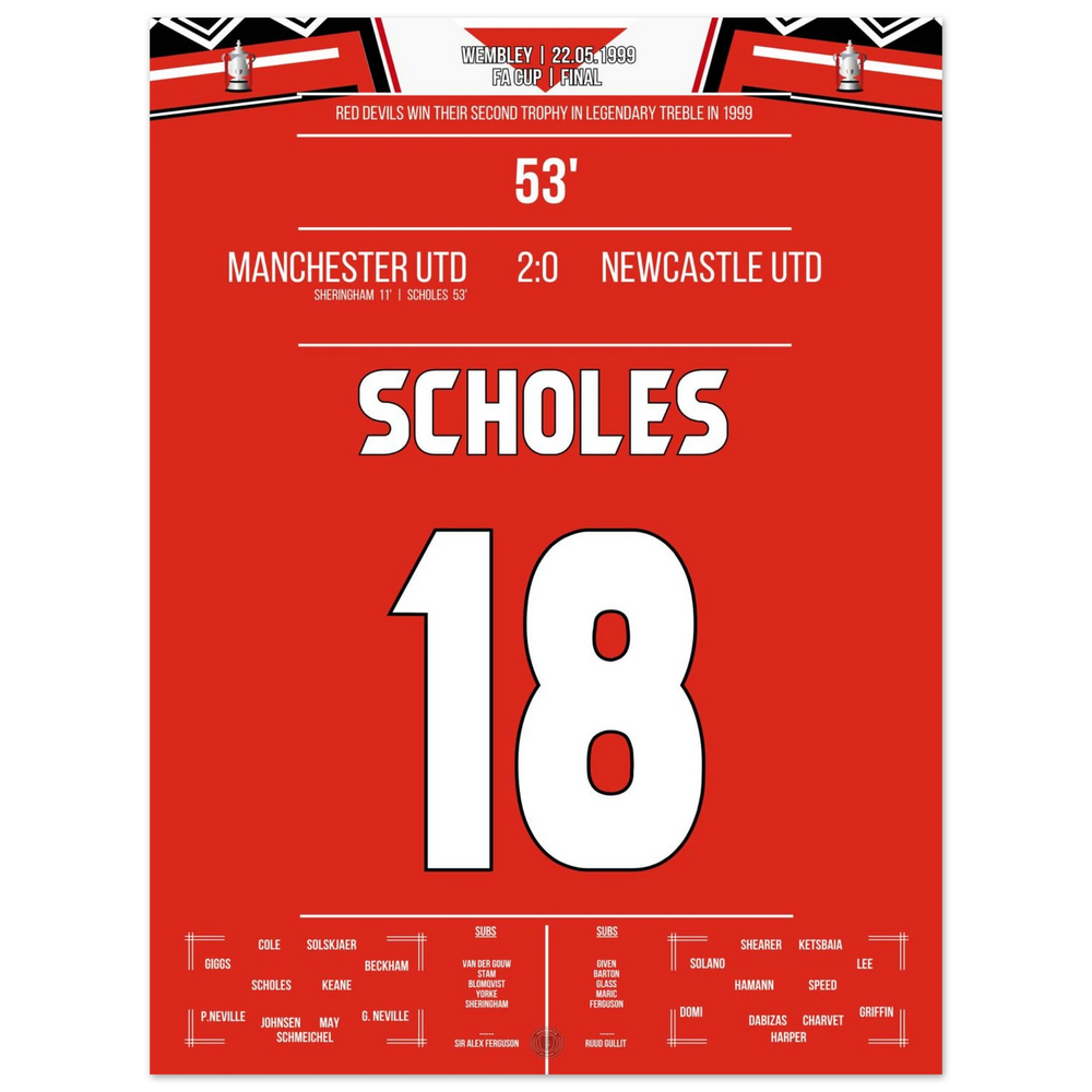 Scholes scores in United's cup triumph at Wembley in the treble season.