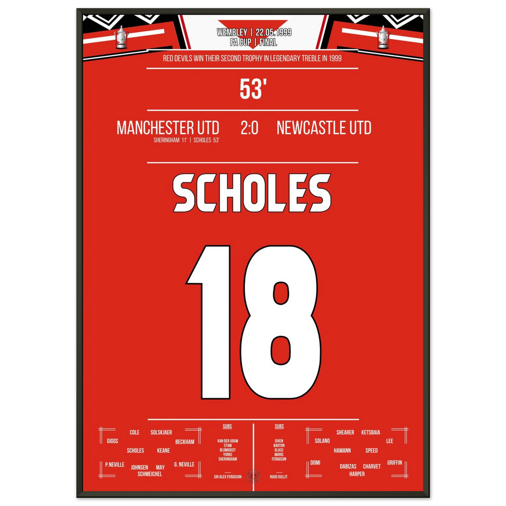 Scholes scores in United's cup triumph at Wembley in the treble season.