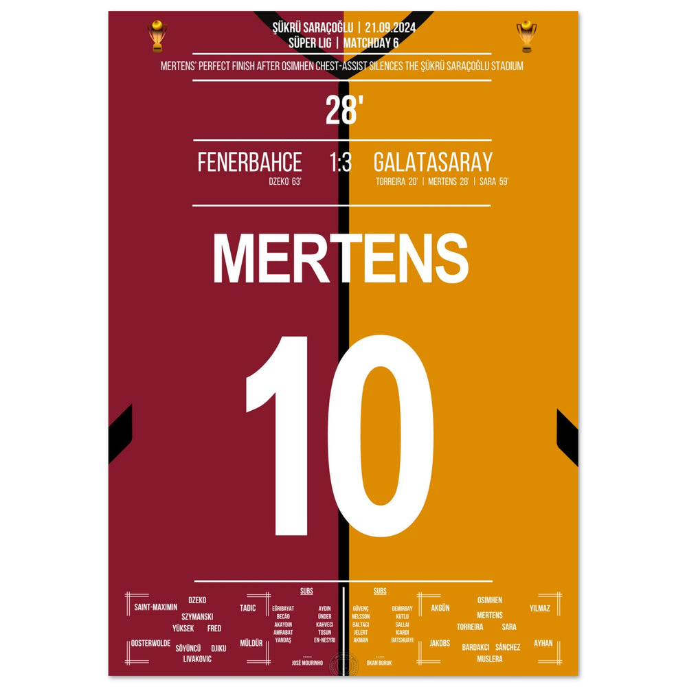 Mertens' header over Livakovic in the 3-1 away victory in the derby against Fener.