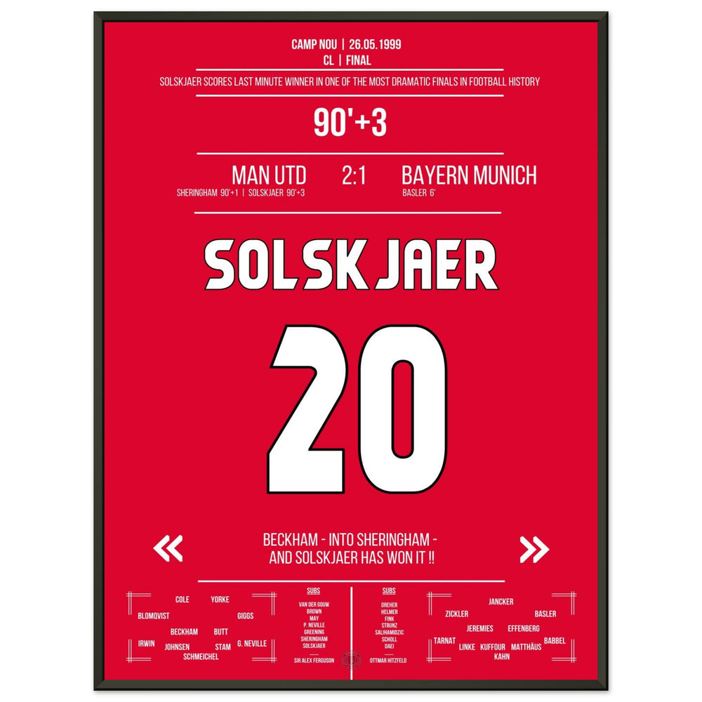 Solskjaer scores in the most memorable comeback in history in the 1999 final against <tc>Bayern</tc>