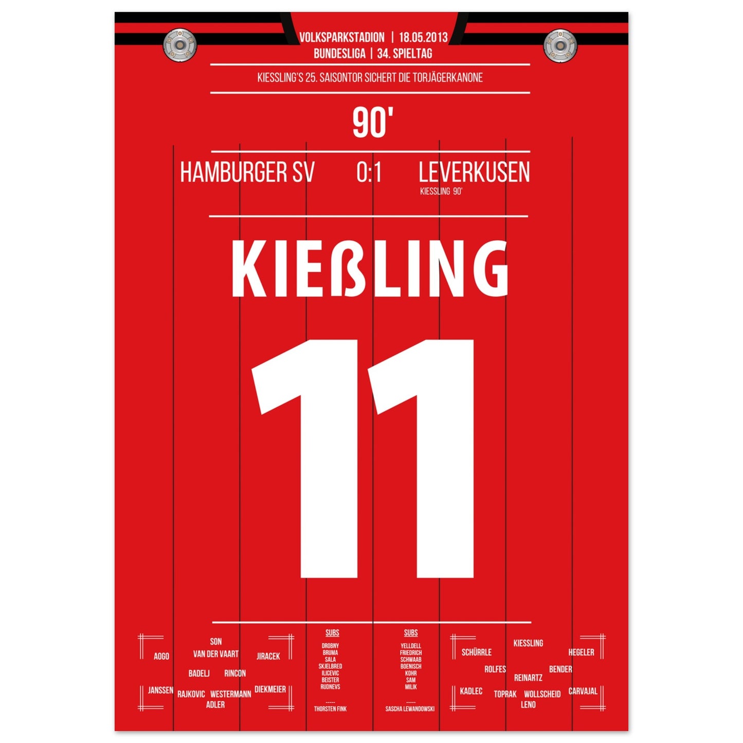 Kiesslings 25. Saisontor sicher in letzter Minute die Torjägerkanone 50x70-cm-20x28-Ohne-Rahmen