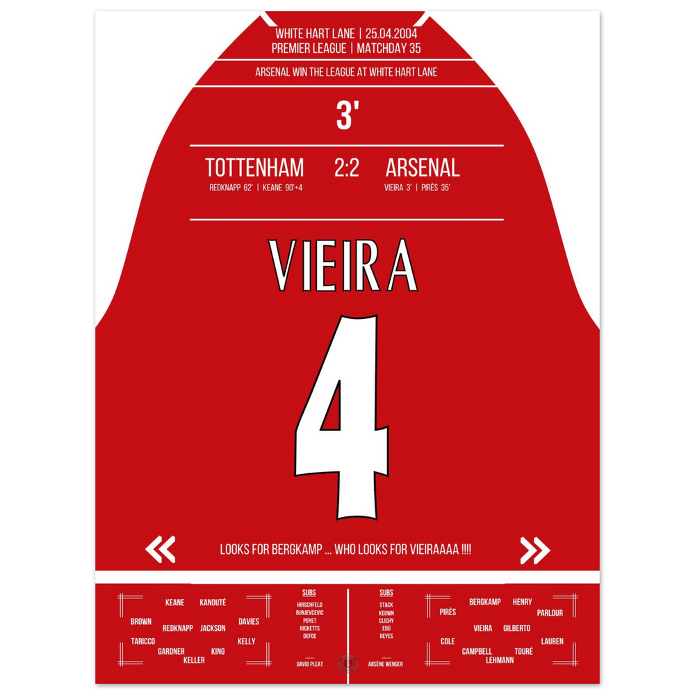 Vieira's goal in the championship win at White Hart Lane in 2004