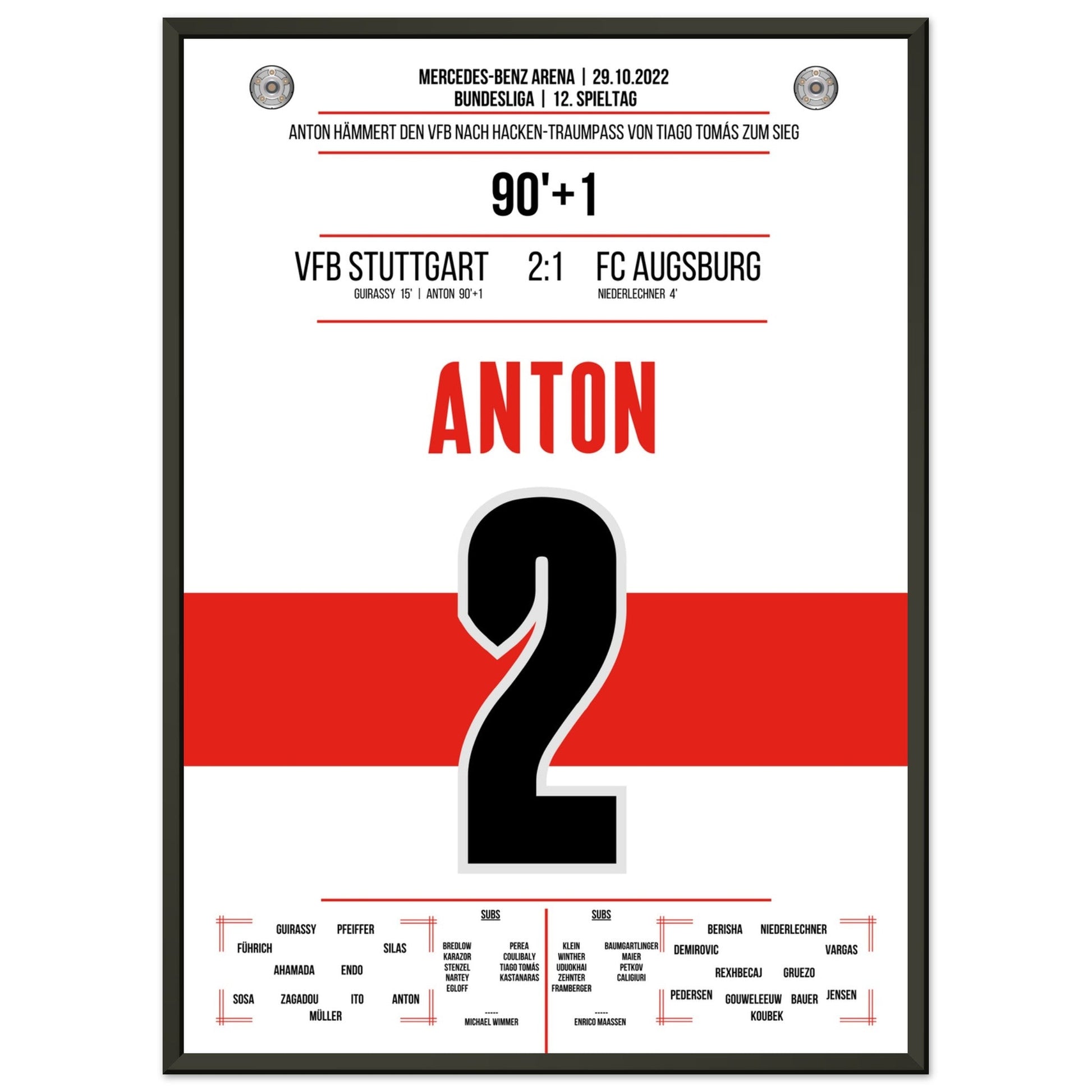 Anton hämmert den VFB mit Krampf zum Sieg gegen Augsburg 50x70-cm-20x28-Schwarzer-Aluminiumrahmen